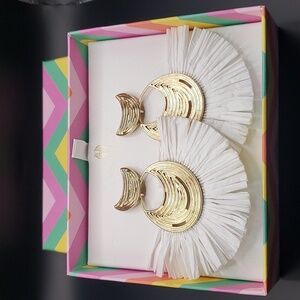 House of Harlow 1960 goldtone and straw statement earrings